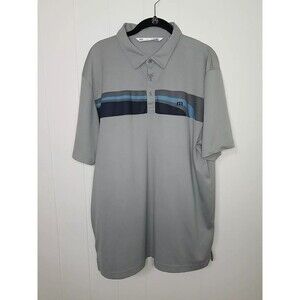 Travis Mathew Shirt Mens Size XL Gray Striped Golf Short Sleeve